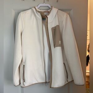 Duluth Trading: ALASKAN HARDGEAR. XL. Cream with tan trim. Zip up. 3 pockets.